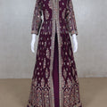 Luxurious Maroon Floor - Length Embroidered Jacket Lehenga Choli - Mangaldeep NX