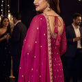 Delicate Pink Georgette Embroidered Readymade Palazzo Suit with Dupatta for Women