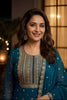 Trendy Teal Green Georgette Embroidered Readymade Palazzo Suit with Dupatta for Women