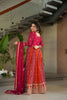 Magenta and Orange Embroidered Anarkali Suit with Dupatta for Festival - Mangaldeep NX