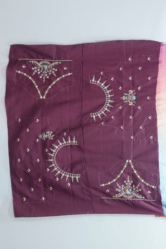Magenta Banarasi Silk Saree with Golden Zari Weaving and Embroidered Border - Mangaldeep NX