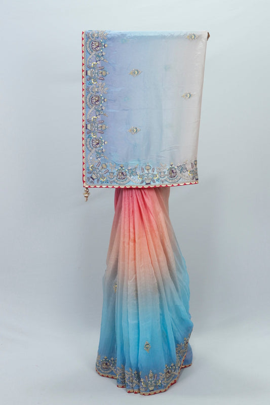 Magenta Banarasi Silk Saree with Golden Zari Weaving and Embroidered Border - Mangaldeep NX