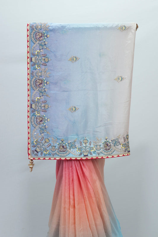 Magenta Banarasi Silk Saree with Golden Zari Weaving and Embroidered Border - Mangaldeep NX