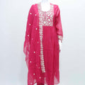 Magenta Chikankari Cotton Kurta Set with Embroidered Dupatta for Women - Mangaldeep NX