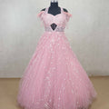 Majesty Pink Feathered Net Gown with Floral Sequin Embroidery - Mangaldeep NX