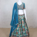 Majesty Teal Blue Embroidered Wedding Lehenga Choli - Mangaldeep NX