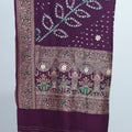 Maroon Bandhani Saree with Mirror Work and Zari Embroidered Border - Mangaldeep NX