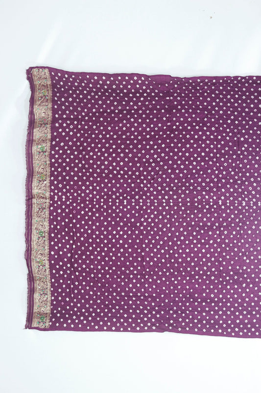 Maroon Bandhani Saree with Mirror Work and Zari Embroidered Border - Mangaldeep NX