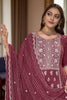 Maroon Chinon Embroidered Readymade Palazzo Suit with Dupatta - Mangaldeep NX