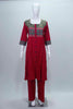 Maroon Cotton Printed Kurti Set with Front Buttons and Straight Pants - Mangaldeep NX