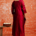 Maroon Cotton Silk Readymade Salwar Suit with Jacquard Work - Mangaldeep NX