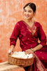 Maroon Cotton Silk Readymade Salwar Suit with Jacquard Work - Mangaldeep NX