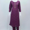 Maroon Embroidered Cotton Straight Suit Set with Matching Dupatta - Mangaldeep NX