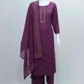 Maroon Embroidered Cotton Straight Suit Set with Matching Dupatta - Mangaldeep NX