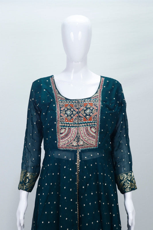 Maroon Heavy Embroidered Anarkali Kurta Set with Dupatta - Mangaldeep NX