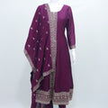 Maroon Heavy Embroidered Anarkali Kurta Set with Dupatta - Mangaldeep NX