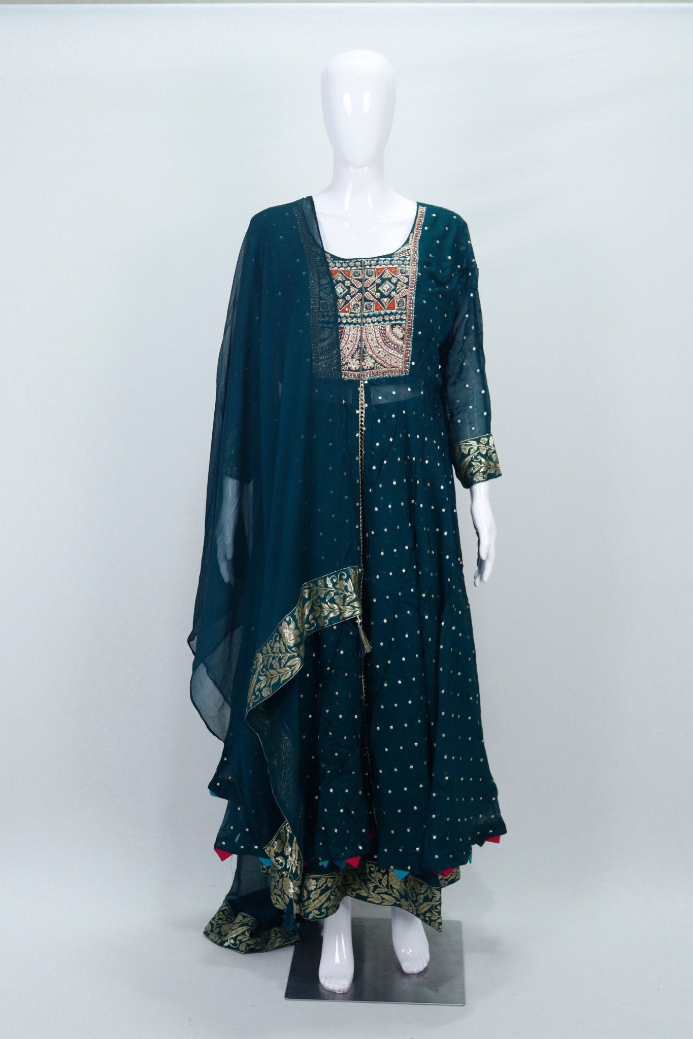 Maroon Heavy Embroidered Anarkali Kurta Set with Dupatta - Mangaldeep NX