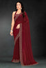 Maroon Sequin Embellished Party Wear Fandy Silk Saree with Golden Scallop Border - Mangaldeep NX