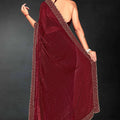Maroon Sequin Embellished Party Wear Fandy Silk Saree with Golden Scallop Border - Mangaldeep NX
