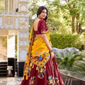 Maroon Tussar Silk Lehenga Choli with Digital Print Work for Festive Occasions - Mangaldeep NX