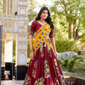 Maroon Tussar Silk Lehenga Choli with Digital Print Work for Festive Occasions - Mangaldeep NX
