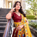 Maroon Tussar Silk Lehenga Choli with Digital Print Work for Festive Occasions - Mangaldeep NX