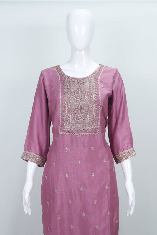 Mauve Embroidered Salwar Suit Set for Women Traditional Kurta with Dupatta Festive Ethnic Wear - Mangaldeep NX