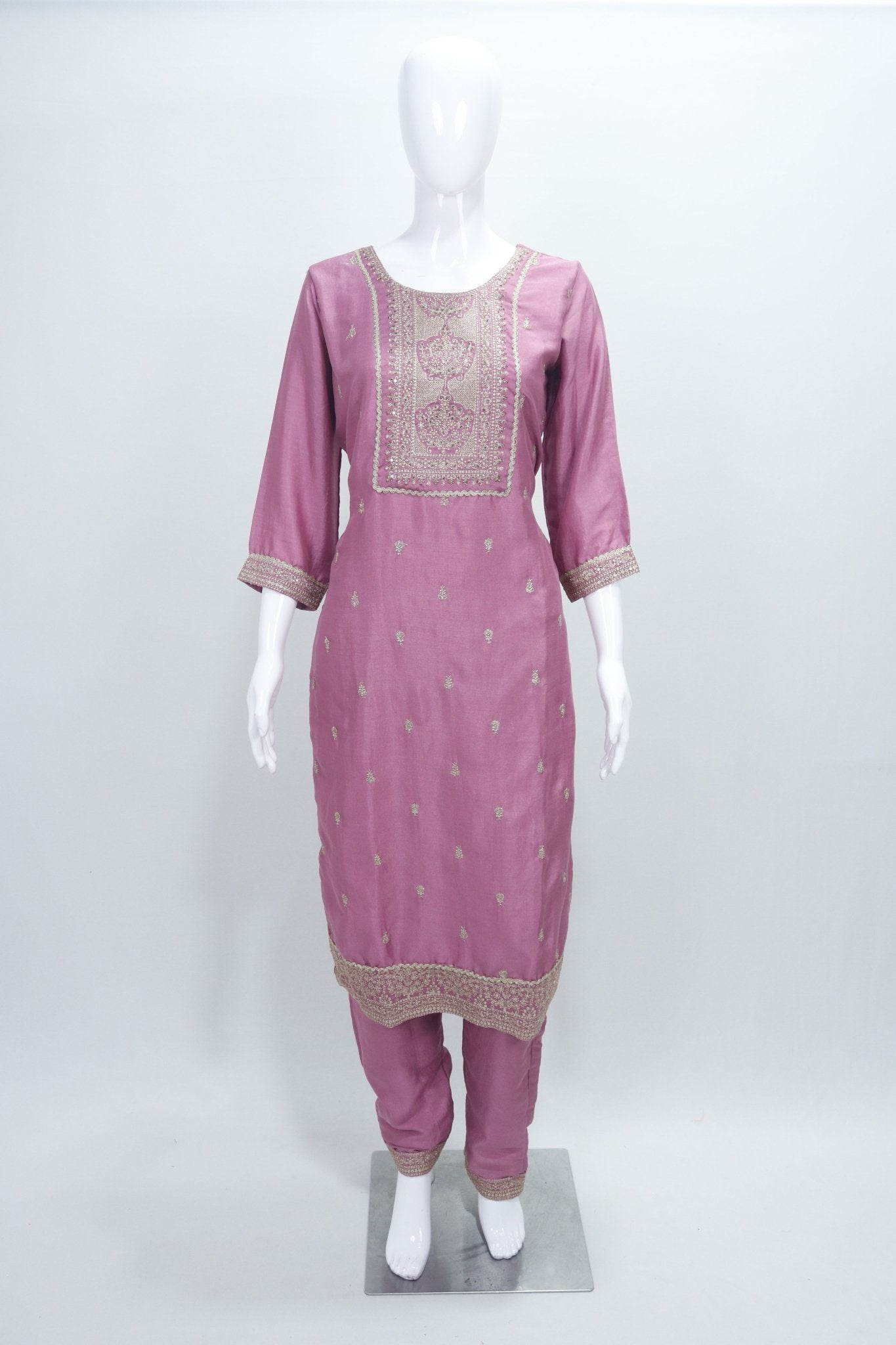 Mauve Embroidered Salwar Suit Set for Women Traditional Kurta with Dupatta Festive Ethnic Wear - Mangaldeep NX