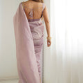 Mauve Organza Silk Saree with Golden Embroidered Border - Mangaldeep NX