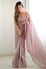 Mauve Organza Silk Saree with Golden Embroidered Border - Mangaldeep NX