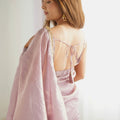 Mauve Organza Silk Saree with Golden Embroidered Border - Mangaldeep NX