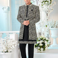 Men's Black Art Silk Embroidered Indo - Western Suit with Geometric Mirror Work Jacket - Mangaldeep NX