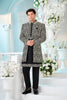 Men's Black Art Silk Embroidered Indo - Western Suit with Geometric Mirror Work Jacket - Mangaldeep NX