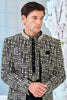 Men's Black Art Silk Embroidered Indo - Western Suit with Geometric Mirror Work Jacket - Mangaldeep NX