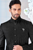 Men's Black Indo - Western Suit with Vertical Sequin Embroidery - Mangaldeep NX
