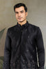 Men's Black Mirror Embroidered Art Silk Kurta with Matching Pyjama - Mangaldeep NX