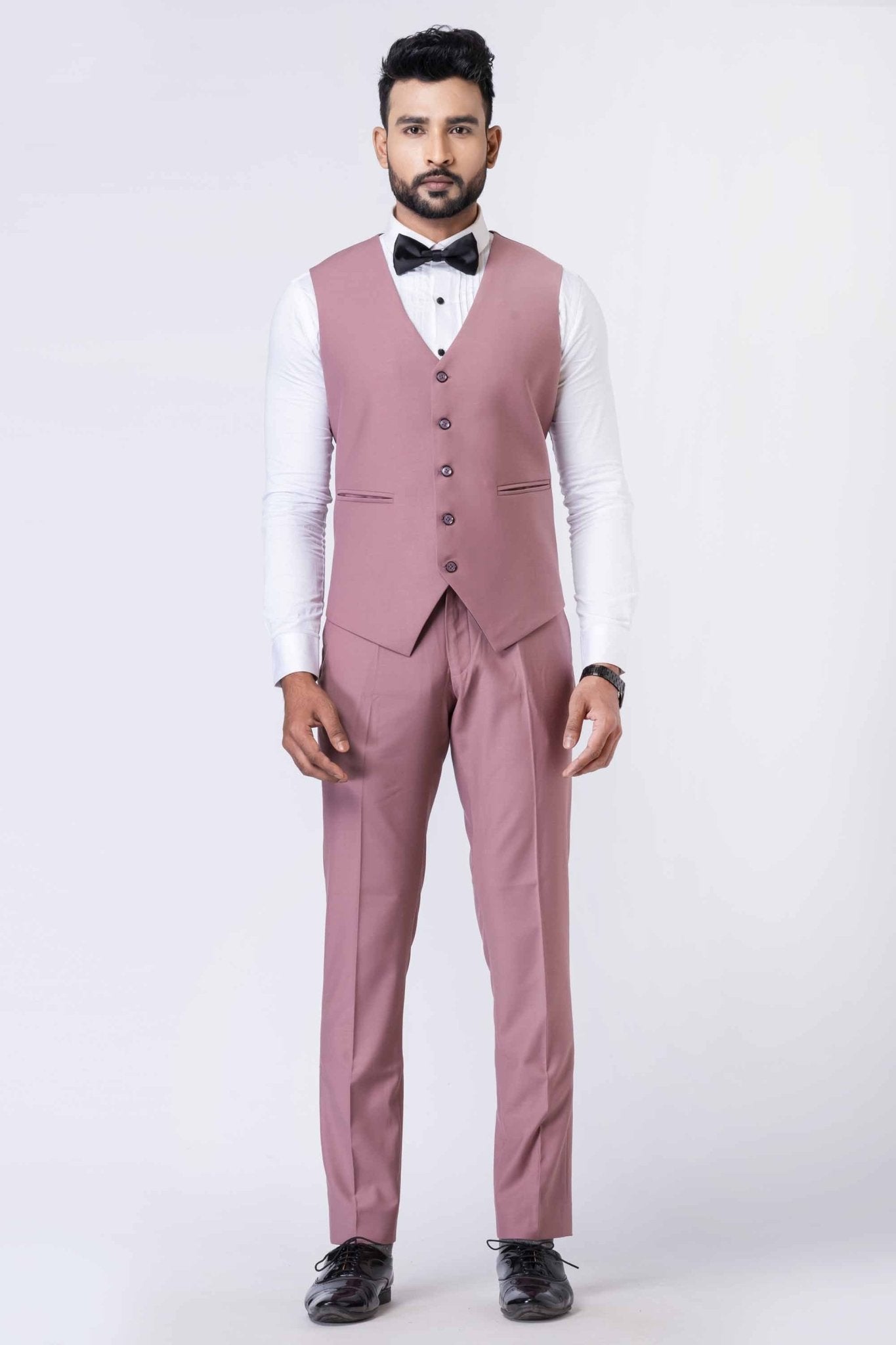 Men's Dusty Pink 3 - Piece Slim Fit Wedding & Party Suit Set - Mangaldeep NX