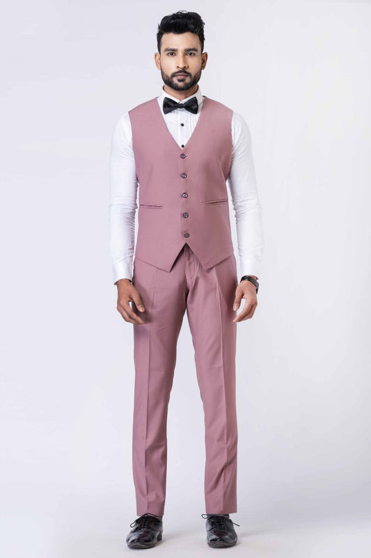 Men's Dusty Pink 3 - Piece Slim Fit Wedding & Party Suit Set - Mangaldeep NX