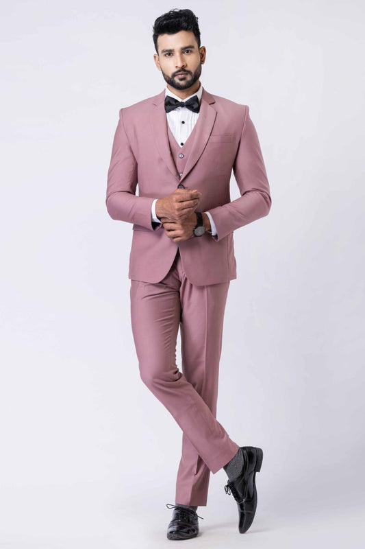 Men's Dusty Pink 3 - Piece Slim Fit Wedding & Party Suit Set - Mangaldeep NX