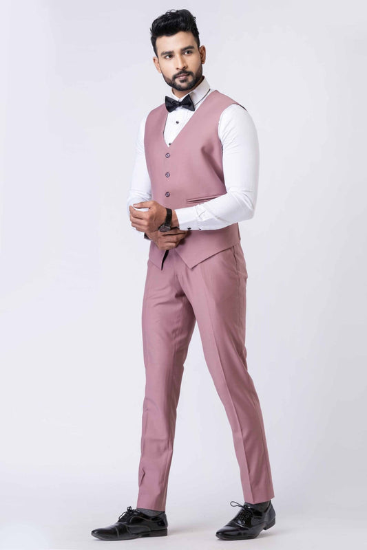 Men's Dusty Pink 3 - Piece Slim Fit Wedding & Party Suit Set - Mangaldeep NX