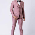 Men's Dusty Pink 3 - Piece Slim Fit Wedding & Party Suit Set - Mangaldeep NX