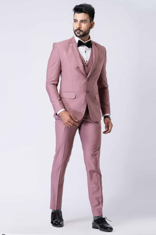 Men's Dusty Pink 3 - Piece Slim Fit Wedding & Party Suit Set - Mangaldeep NX