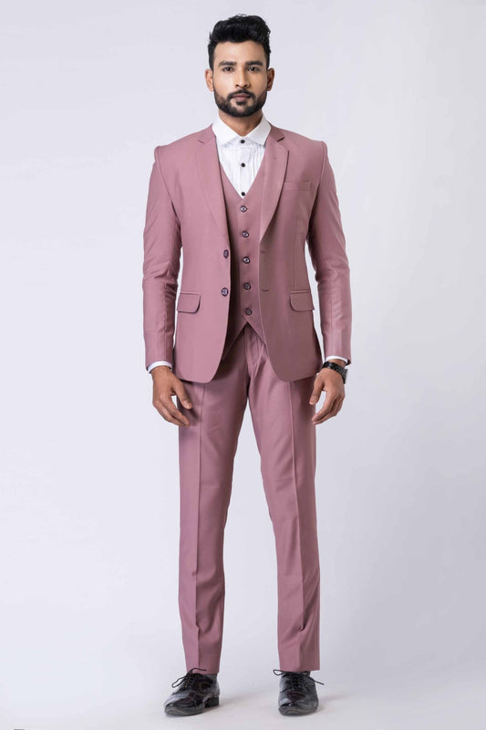Men's Dusty Pink 3 - Piece Slim Fit Wedding & Party Suit Set - Mangaldeep NX