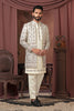 Men's Ivory Embroidered Designer Indo - Western for Weddings and Festive Wear - Mangaldeep NX