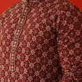Men's Maroon Embroidered Rayon Kurta Pyjama Set - Mangaldeep NX