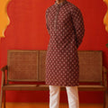 Men's Maroon Embroidered Rayon Kurta Pyjama Set - Mangaldeep NX