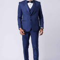 Men's Navy Blue 3 - Piece Party Wear Tuxedo Suit with Bow Tie - Mangaldeep NX