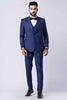 Men's Navy Blue 3 - Piece Party Wear Tuxedo Suit with Bow Tie - Mangaldeep NX