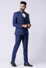 Men's Navy Blue 3 - Piece Party Wear Tuxedo Suit with Bow Tie - Mangaldeep NX
