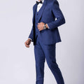 Men's Navy Blue 3 - Piece Party Wear Tuxedo Suit with Bow Tie - Mangaldeep NX